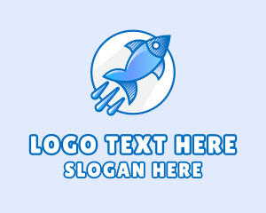 Fast - Blue Fish Rocket logo design