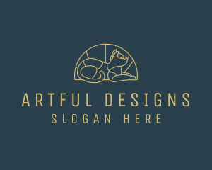 Cat Stained Glass Window logo design