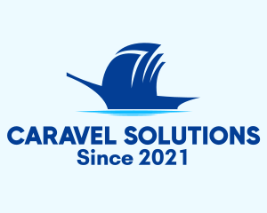Caravel - Sailing Ship Silhouette logo design