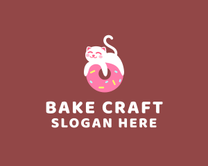 Cute Cat Donut  logo design