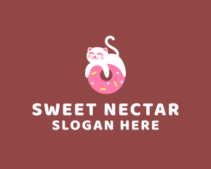 Cute Cat Donut  logo design