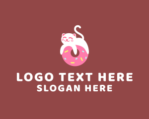 Donut - Cute Cat Donut logo design