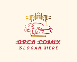 Drag Racing - Luxury Sports Car Wings logo design