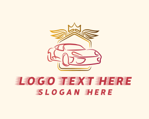 Car Dealer - Luxury Sports Car Wings logo design