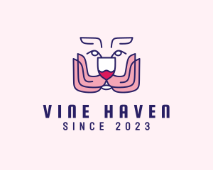 Wine Glass Bunny logo design