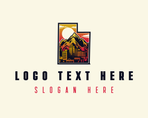 Map - Utah Sunset City Mountain logo design