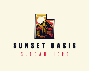 Utah Sunset City Mountain logo design