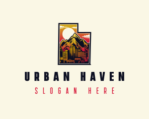 Utah Sunset City Mountain logo design