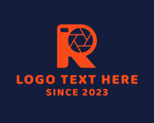 Orange Camera - Camera Shutter Lens Letter R logo design