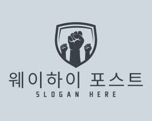 Shield Fists Protest logo design