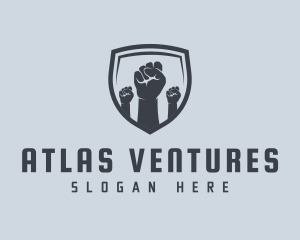 Shield Fists Protest logo design