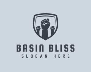 Shield Fists Protest logo design