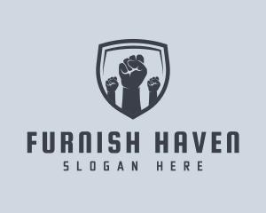 Shield Fists Protest logo design