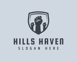 Shield Fists Protest logo design