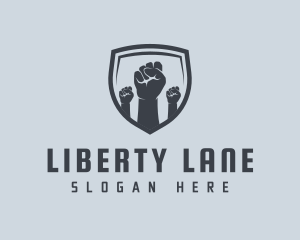 Freedom - Shield Fists Protest logo design