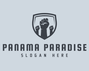 Shield Fists Protest logo design