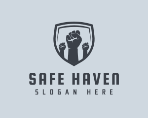 Shield Fists Protest logo design