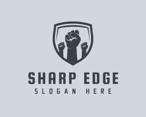 Shield Fists Protest logo design