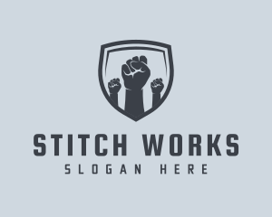 Shield Fists Protest logo design