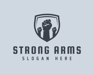 Shield Fists Protest logo design