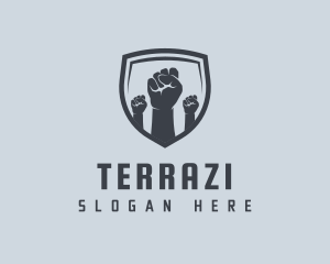 Shield Fists Protest logo design