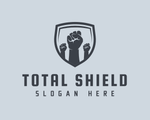 Shield Fists Protest logo design