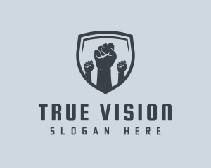 Shield Fists Protest logo design