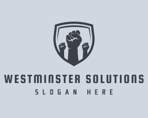 Shield Fists Protest logo design