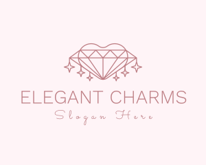 Diamond Heart Sparkle logo design