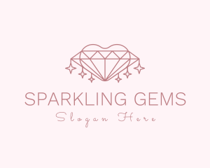 Diamond Heart Sparkle logo design