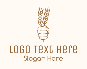 Hand - Wheat Baker Badge logo design