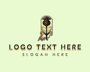 Dune Thistle - Illinois Thistle Flower logo design