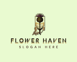 Illinois Thistle Flower logo design