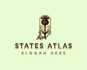 Illinois Thistle Flower logo design