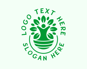 Human Tree - Gardening Human Tree Emblem logo design