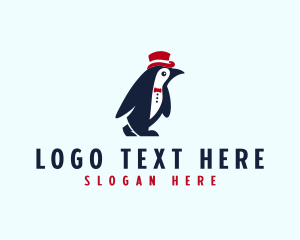 Mascot - Penguin Suit Hat logo design