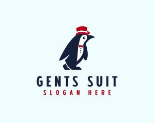 Penguin Suit Hat logo design