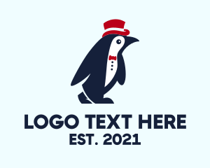 Sea Animal - Penguin Suit & Hat logo design