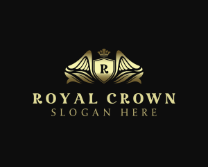 Shield Crown Wings logo design