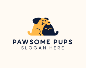 Pet Dog Cat Grooming logo design