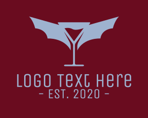 Wine - Martini Bat Wings logo design