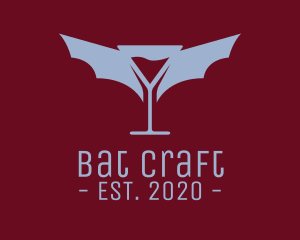 Martini Bat Wings logo design