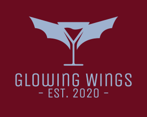 Martini Bat Wings logo design