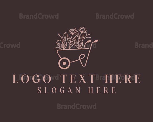 Wheelbarrow Flower Garden Logo