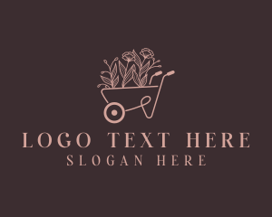 Wheelbarrow Flower Garden Logo