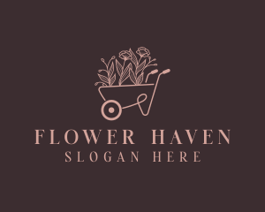 Wheelbarrow Flower Garden logo design