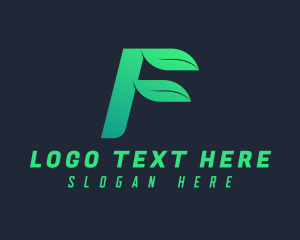 Green Tea - Leaf Letter F logo design