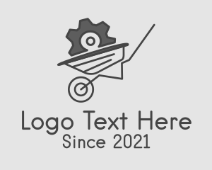Machinery - Gray Cog Wheelbarrow logo design