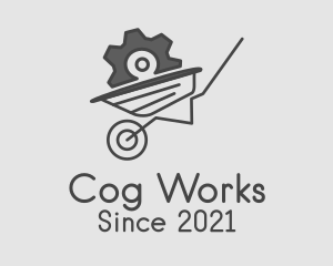 Gray Cog Wheelbarrow  logo design