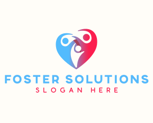 Foster - Family People Heart logo design